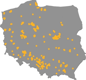 Rozmieszczenie stanowisk obcych gatunków żółwi, zgłoszonych w trakcie spisu prowadzonego przez „Salamandrę”. Choć akcja oficjalnie się zakończyła, serwis nadal działa i wciąż można zgłaszać kolejne stanowiska