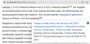 Niezwłocznie po opublikowaniu komunikatu GDOŚ ktoś wprowadził zawartą w nim nieprawdziwą informację do polskiej Wikipedii (po paru dniach została usunięta)